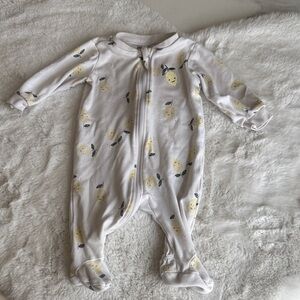 Baby Zipper Footed One-Piece Lemon Print